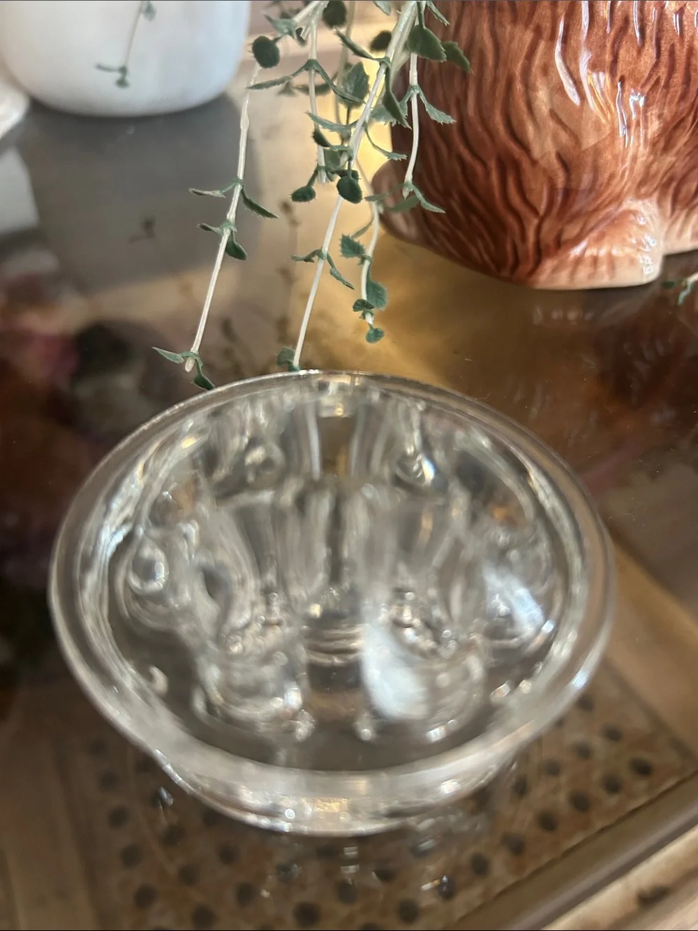 50%off w❤️ Vintage 7-Hole Clear Glass Flower Frog And Candle Holder Floral